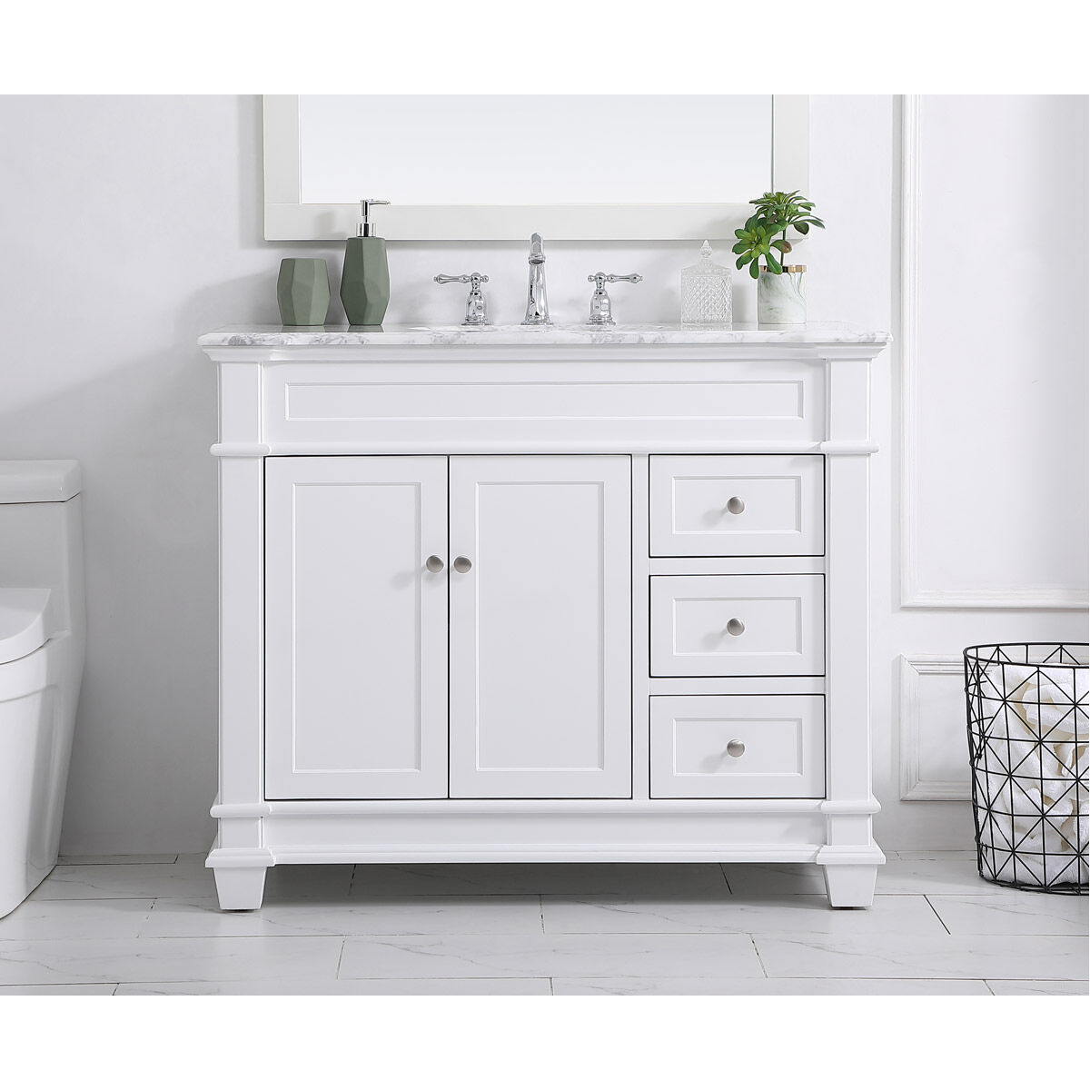 Wesley 42 X 22 X 35 inch White Vanity Sink Set