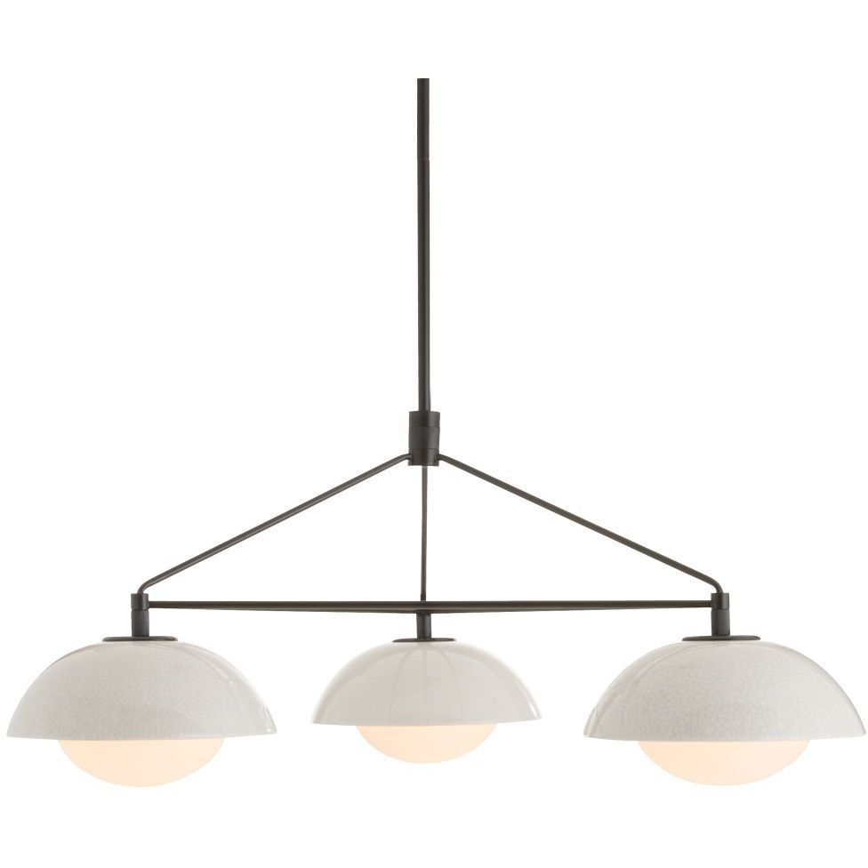 Glaze 3 Light 38 inch Blackened Steel, Ivory Stained Crackle Chandelier Ceiling Light