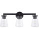 Aaron 3 Light 24.25 inch Matte Black Vanity Light Wall Light