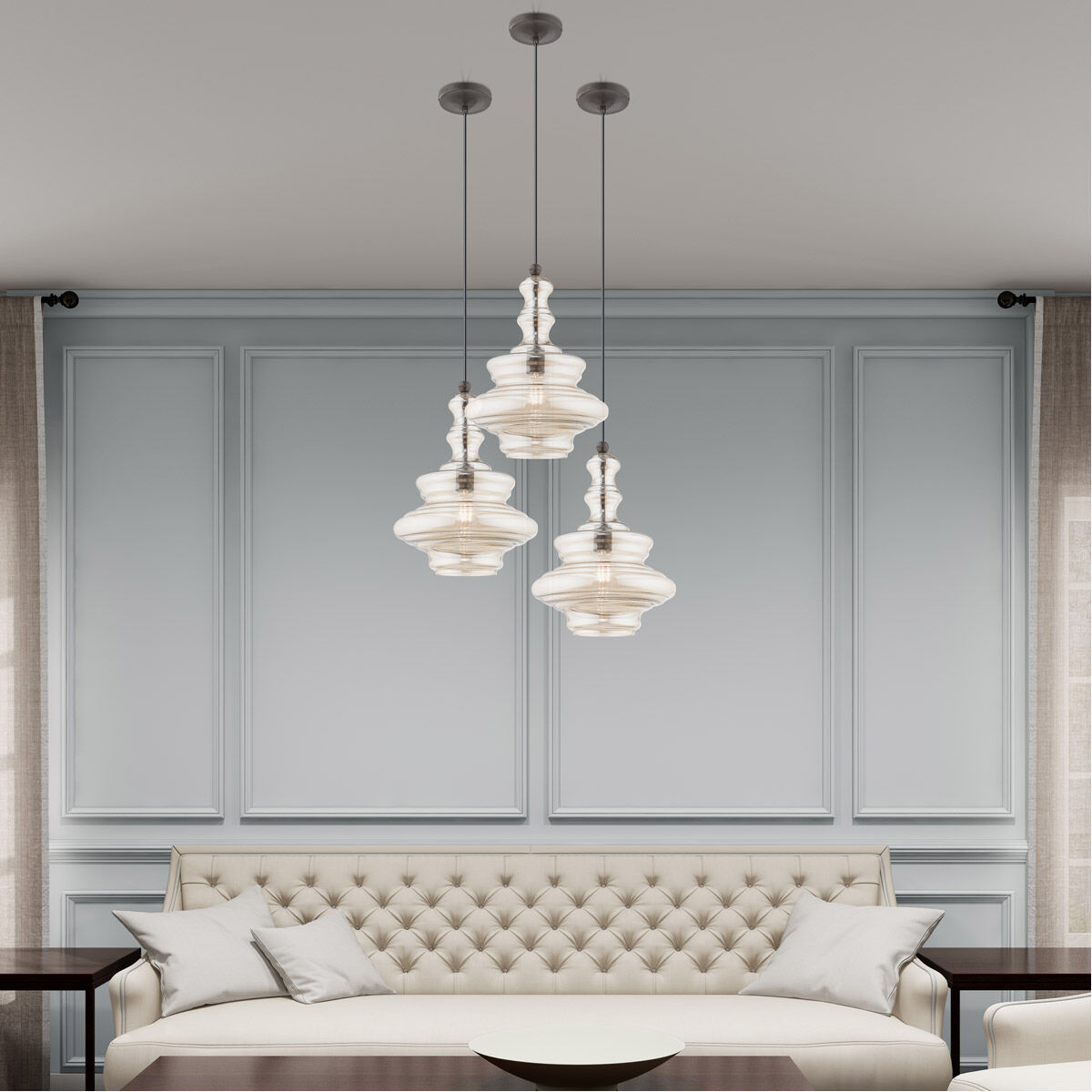 Art Glass 1 Light 12 inch English Bronze Mini Pendant Ceiling Light