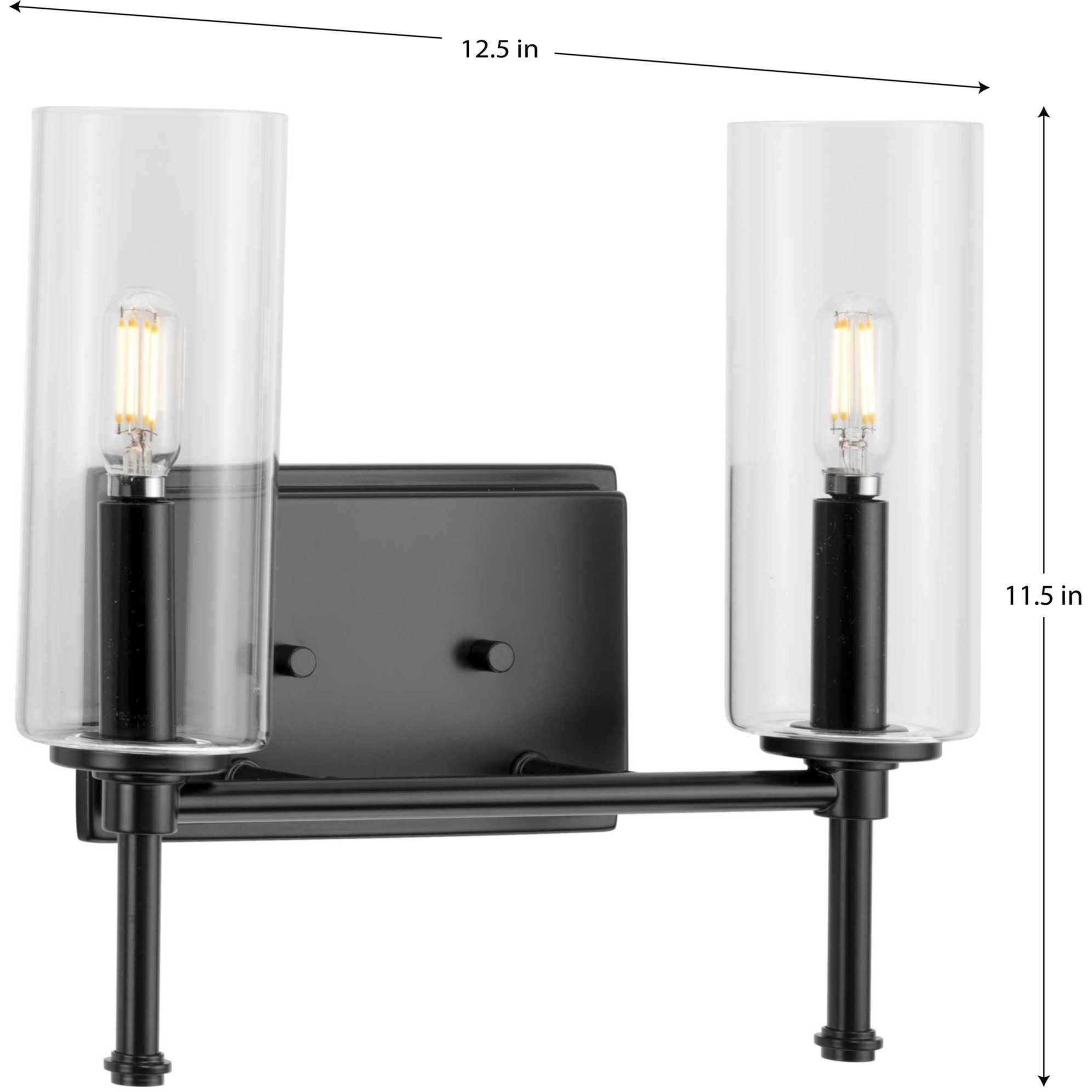 Elara 2 Light 13 inch Matte Black Bath Vanity Wall Light