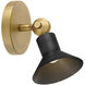 Dom 7 inch 9.00 watt Heritage Brass with Black Adjustable Sconce Wall Light, Small