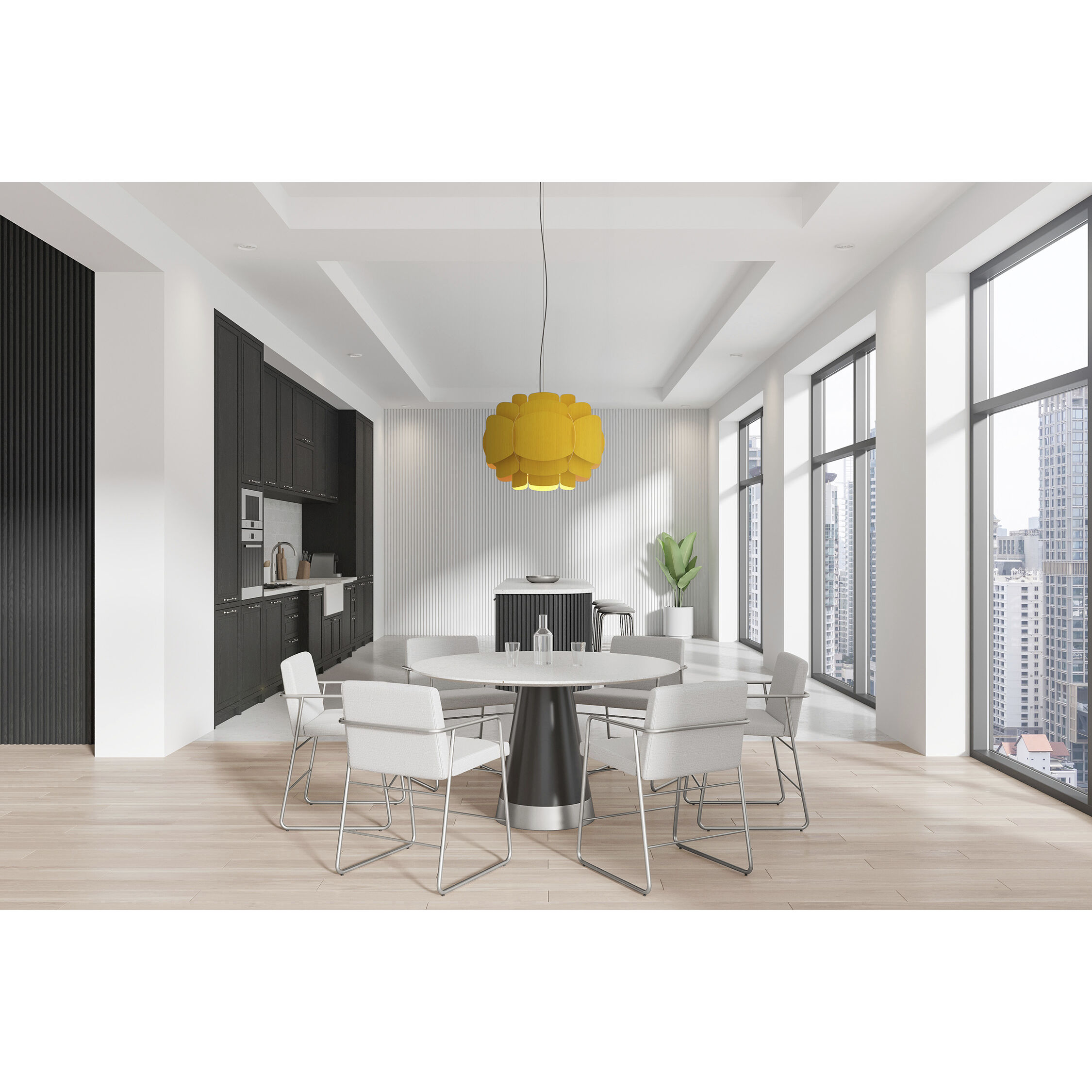 Bella 30 inch Yellow Pendant Ceiling Light in Yellow/Ash, WEP Collection