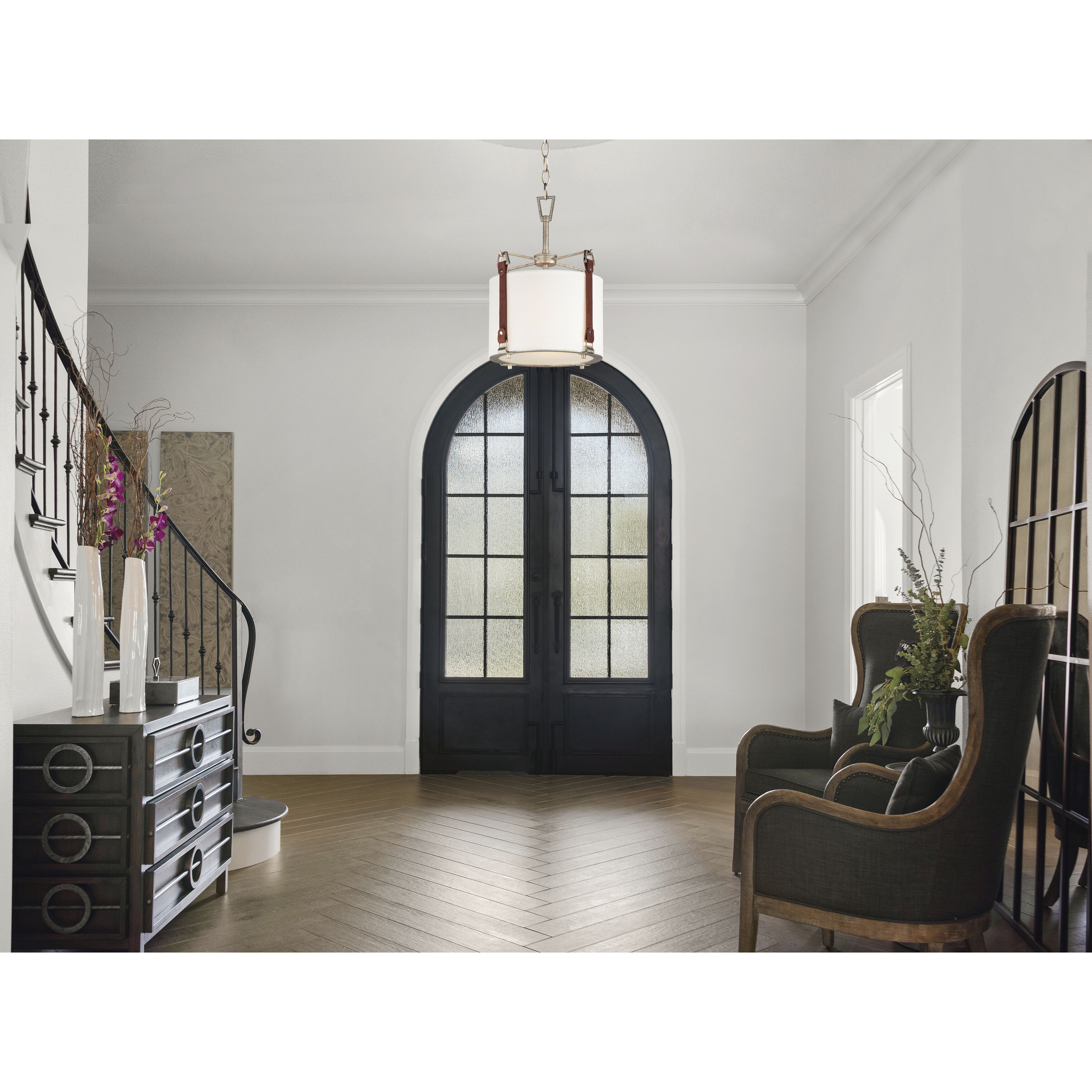 Sausalito 1 Light 11.5 inch Weathered Zinc / Brown Suede Single Pendant Ceiling Light