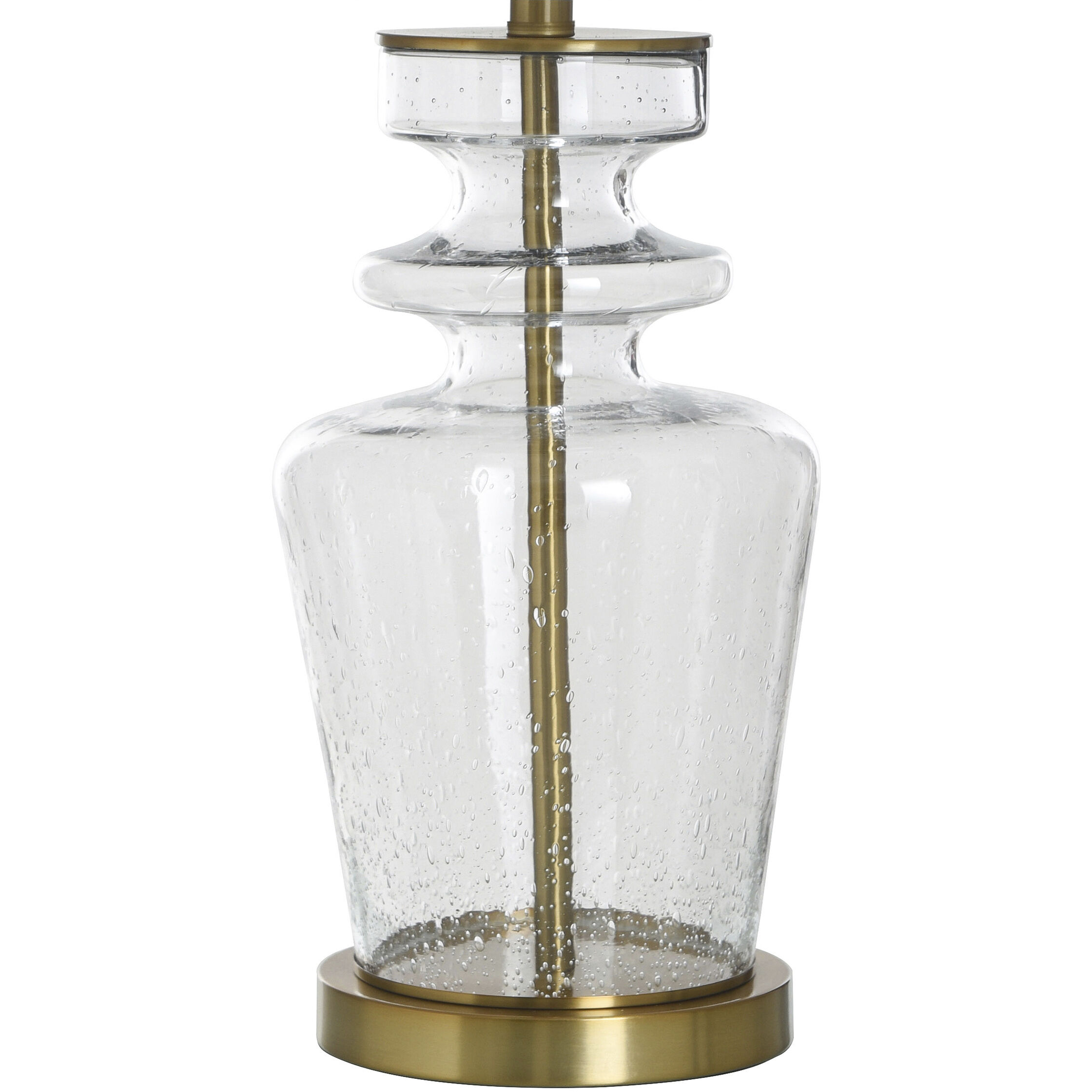 Cameron 30 inch 150 watt Clear Seeded and Gold and Off-White Table Lamp Portable Light