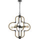 Tahoka 4 Light 25 inch Burlap and Black Iron and Antique Brass Chandelier Ceiling Light
