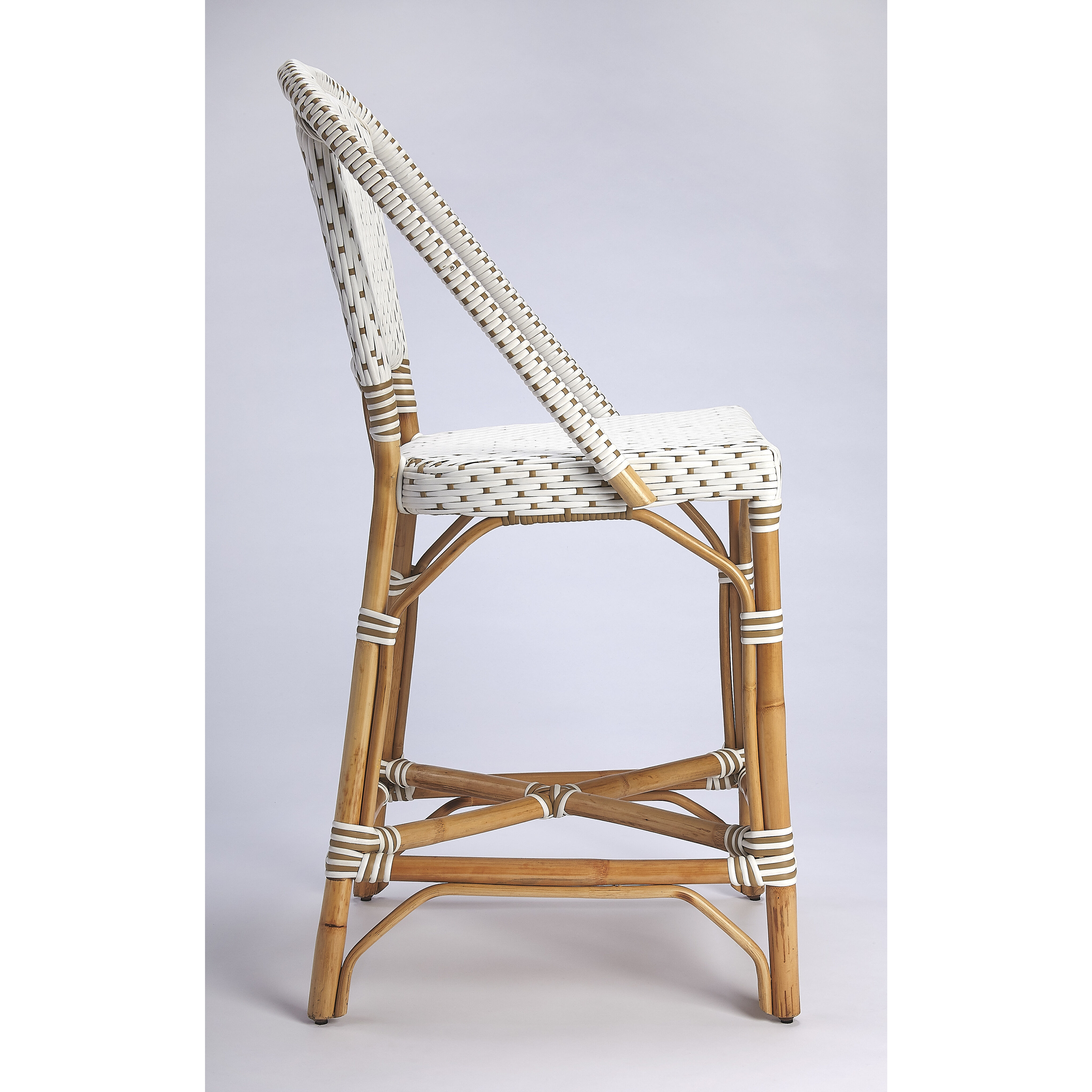 Designer'S Edge Solstice White &  Tan Rattan 41 inch Barstool