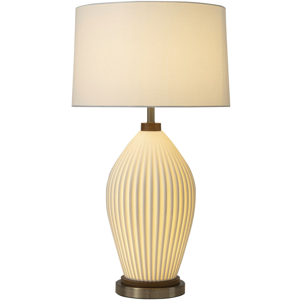 Santa Clara 30 inch 100.00 watt Walnut and White with Weathered Brass Table Lamp Portable Light