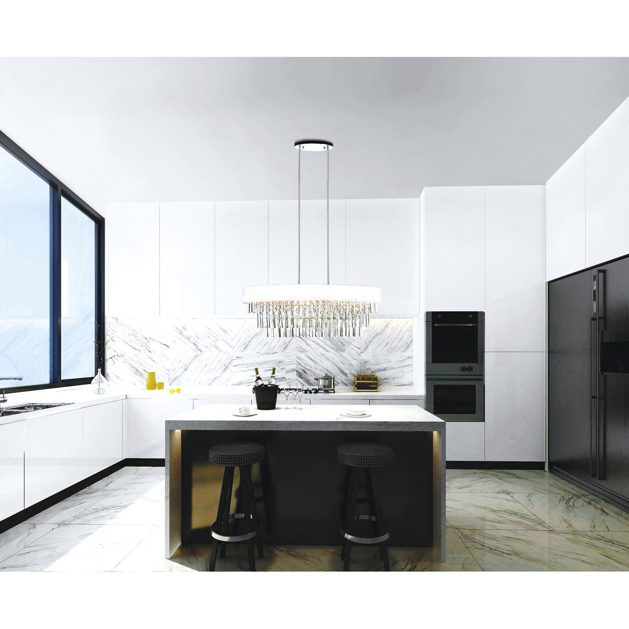 Franca 8 Light 38 inch Chrome Island/Pool Table Light Ceiling Light in Off White