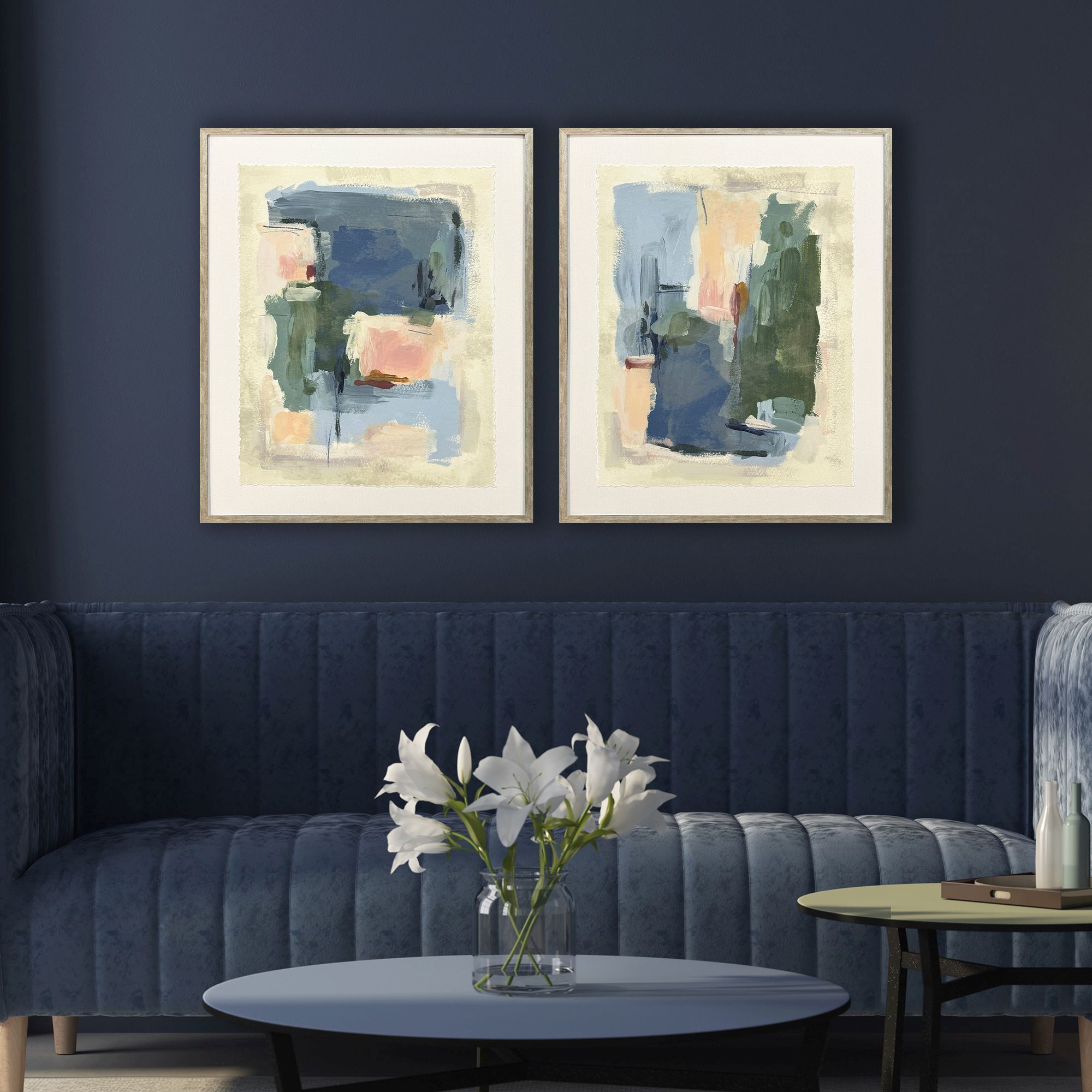 Palette Map Blue and Green and Pink and Rust Framed Art
