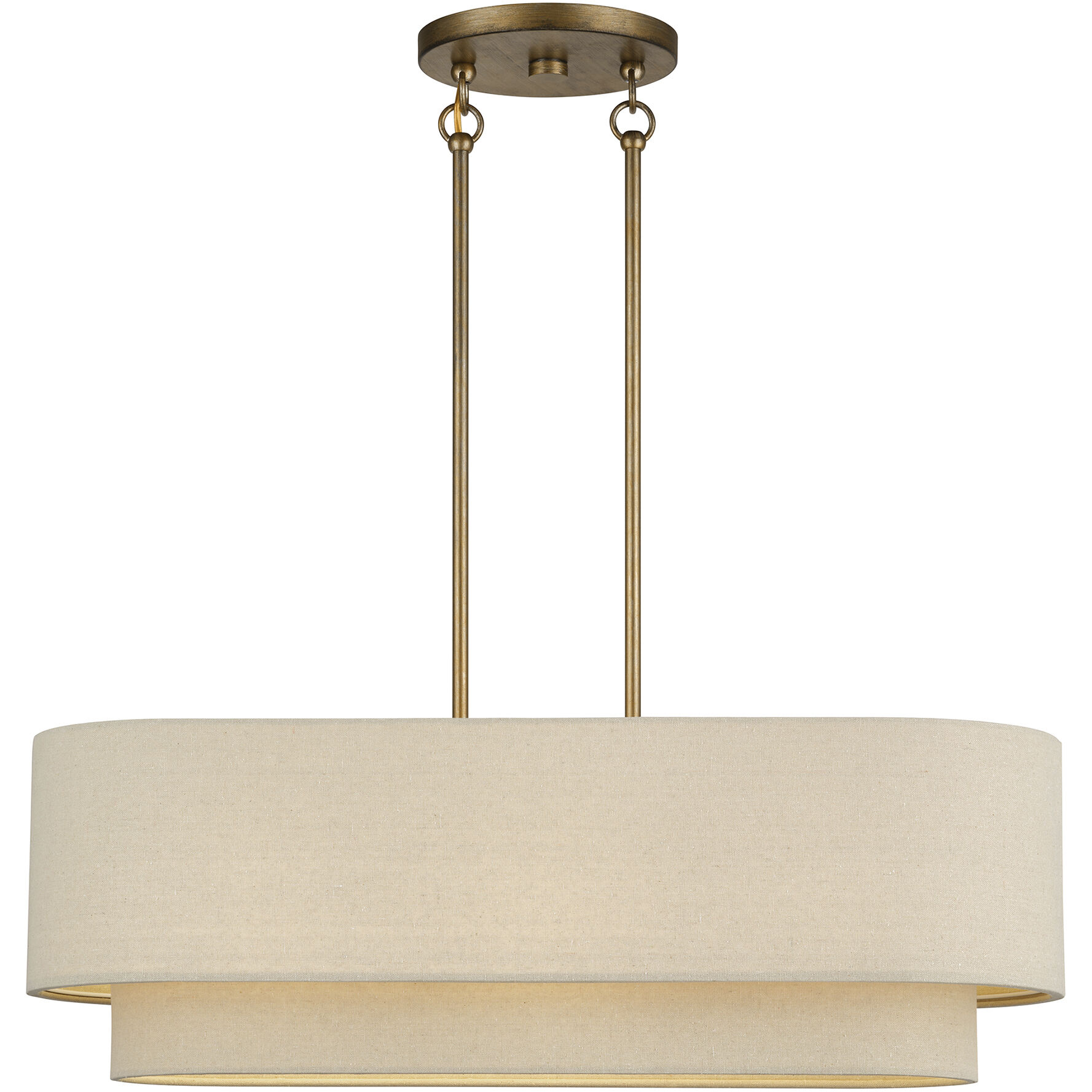 Bellingham 3 Light 30 inch Antique Gold Leaf Linear Chandelier Ceiling Light, Medium