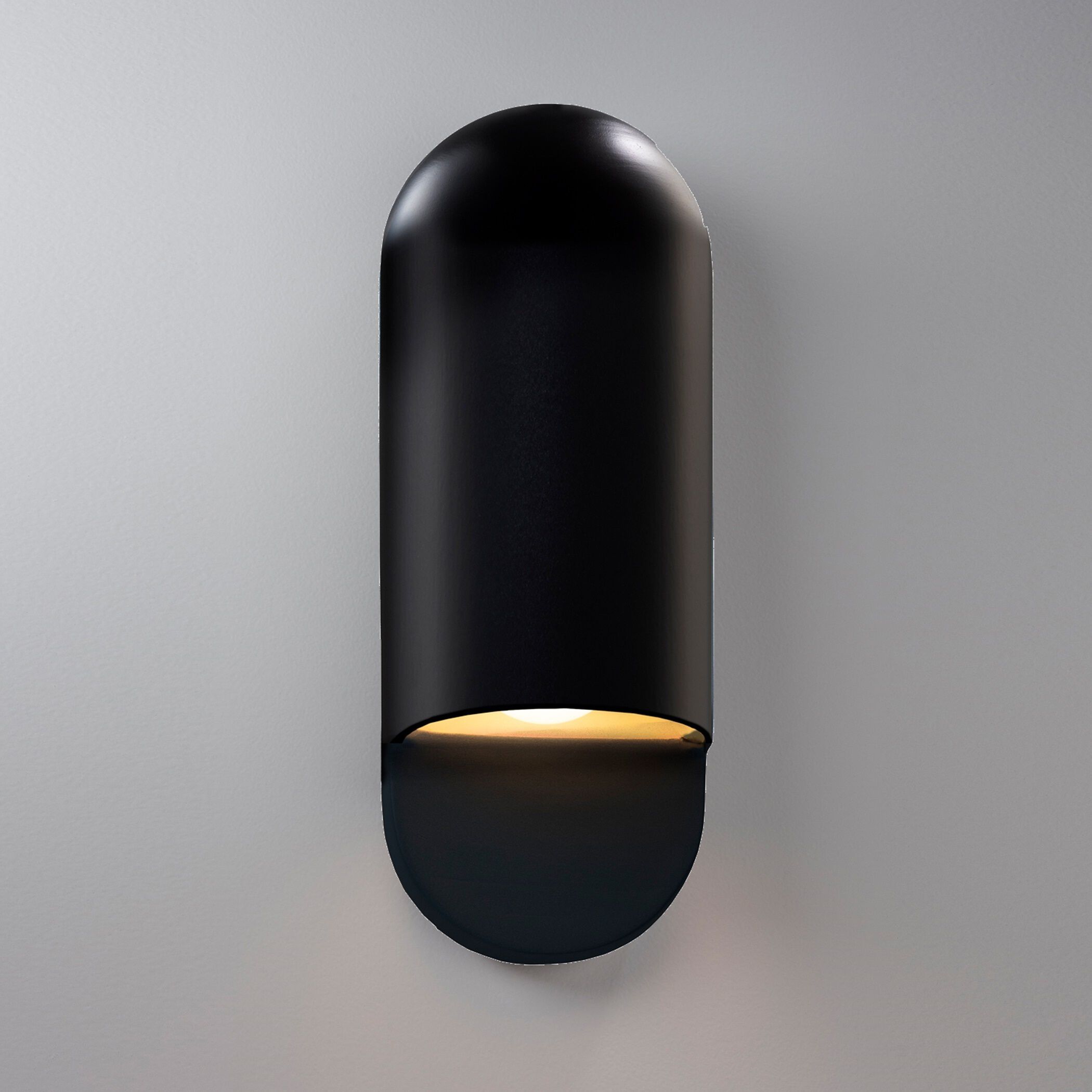 Ambiance Collection - Capsule 1 Light 5 inch Carbon Matte Black Outdoor Wall Sconce in Replaceable Bulb, 4D x 14H, Form+Finish+Function