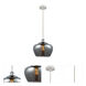 Ballston Large Fenton 1 Light 11 inch White and Polished Chrome Mini Pendant Ceiling Light in Plated Smoke Glass, Ballston