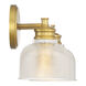 Transitional 2 Light 16 inch Natural Brass Bathroom Vanity Light Wall Light
