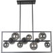 Glasgow 10 Light 33 inch Matte Black Horizontal Pendant Ceiling Light in Smoke