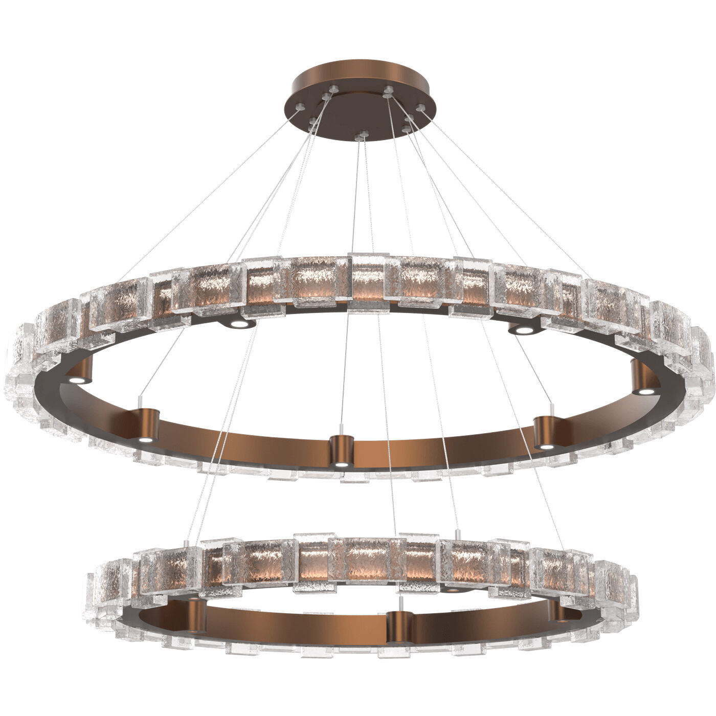 Tessera LED Burnished Bronze Chandelier Ceiling Light, Two-Tier Ring