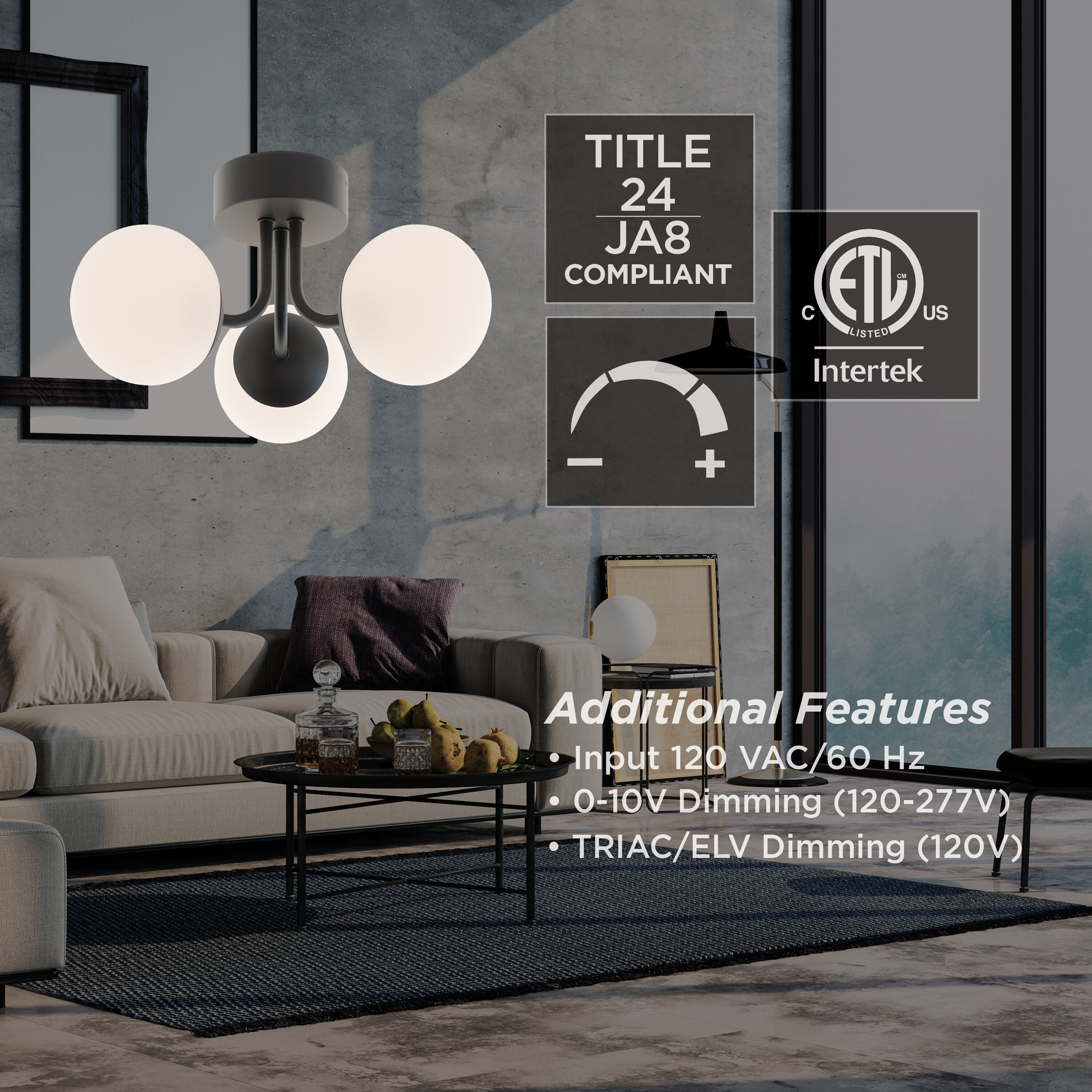 Metropolitan LED 15.5 inch Satin Nickel Semi Flush Mount Ceiling Light