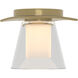 Wren 1 Light 5.1 inch Modern Brass Flush Mount Ceiling Light in Clear with Opal