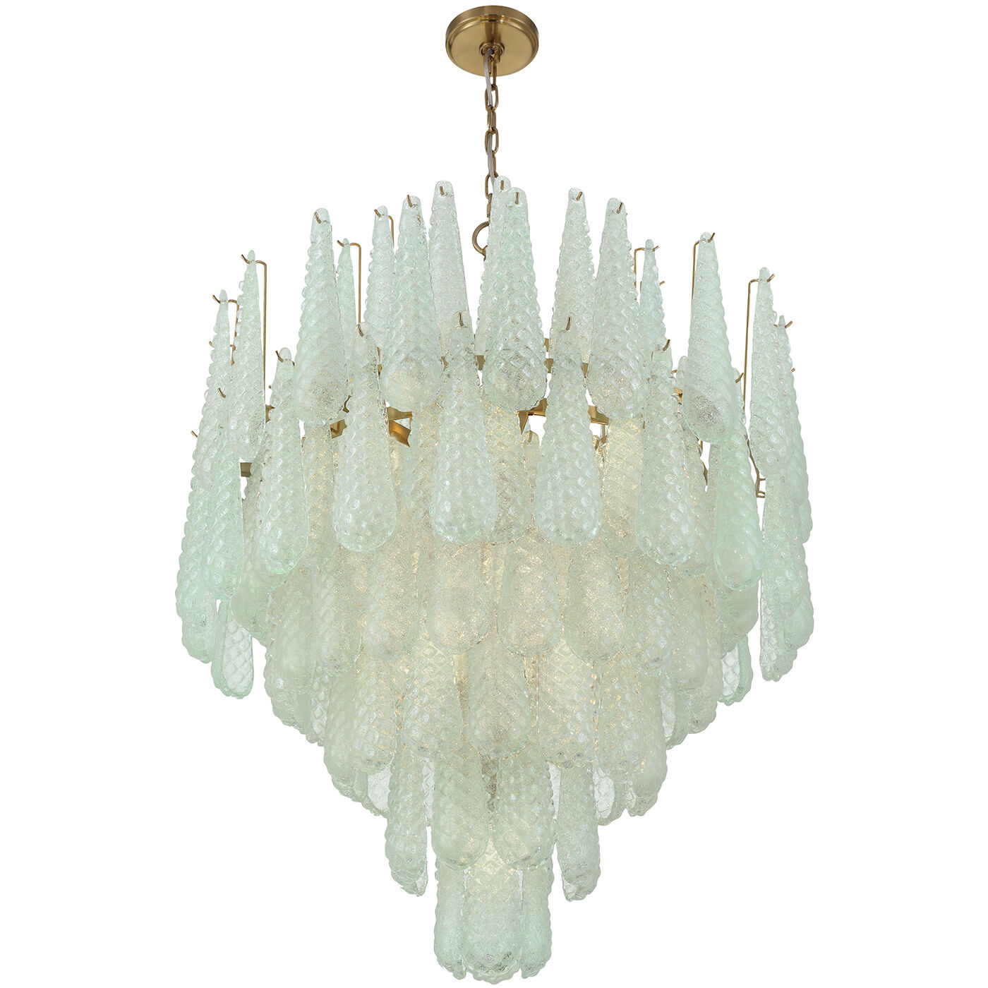 Ollie 21 Light 33.25 inch Aged Brass Chandelier Ceiling Light in Sand Glass Green