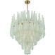 Ollie 21 Light 33.25 inch Aged Brass Chandelier Ceiling Light in Sand Glass Green
