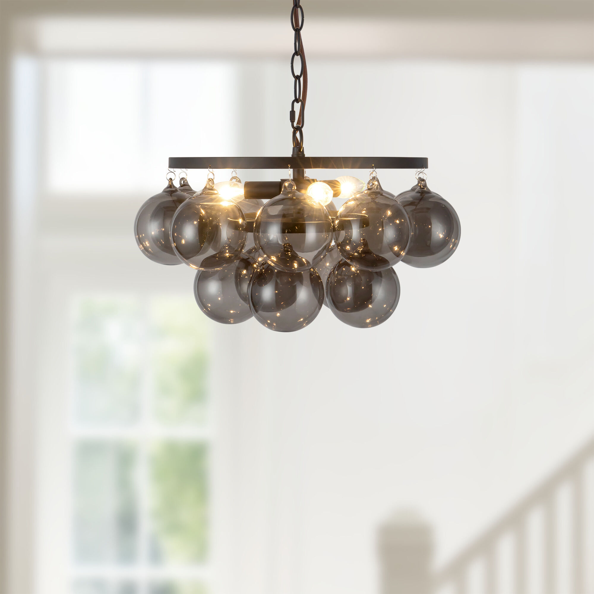 Alora Mood Faye 3 Light 17.75 inch Matte Black and Smoked Solid Glass Chandelier Ceiling Light in Smoked Glass