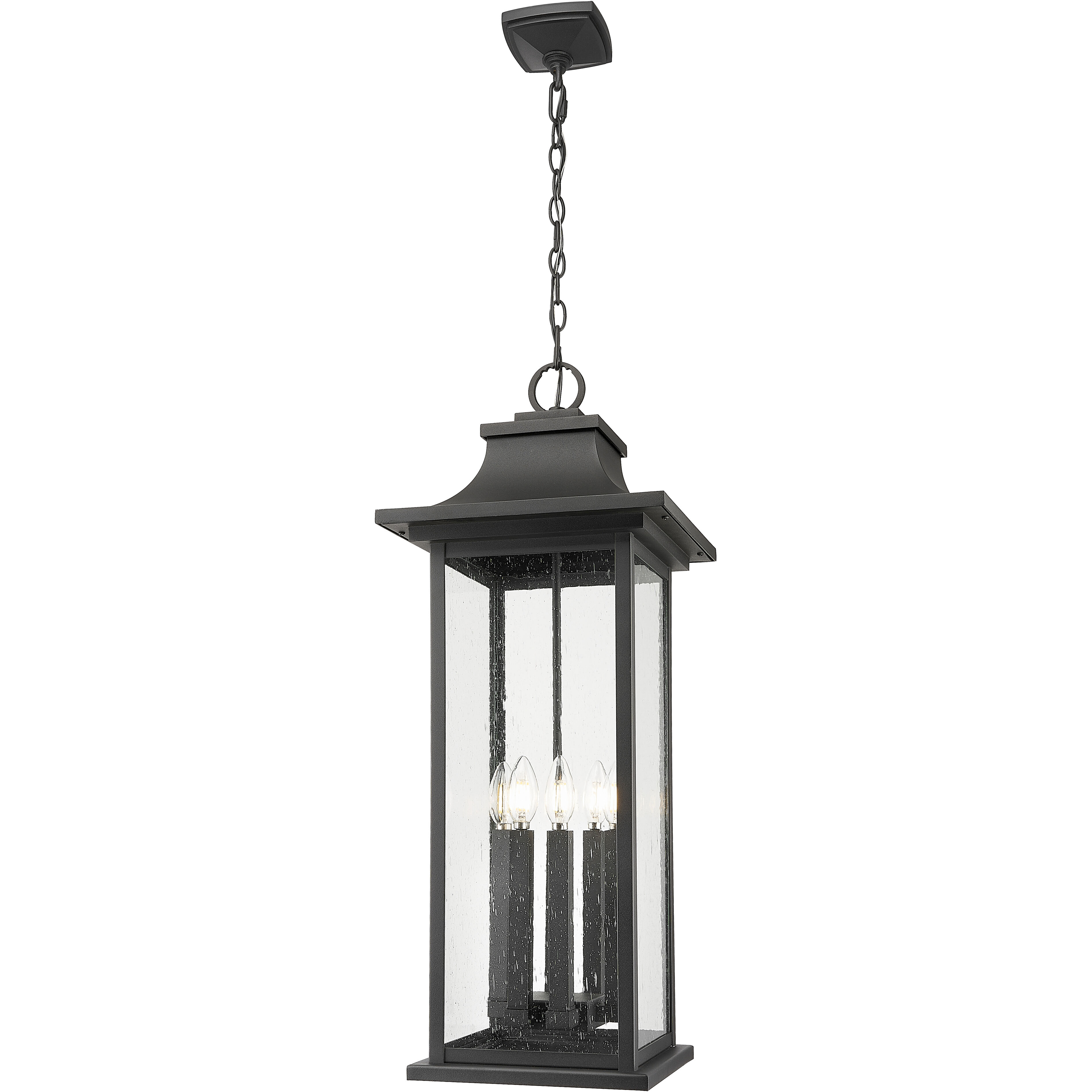 Tiberius 6 Light 12 inch Black Outdoor Chain Mount Ceiling Fixture