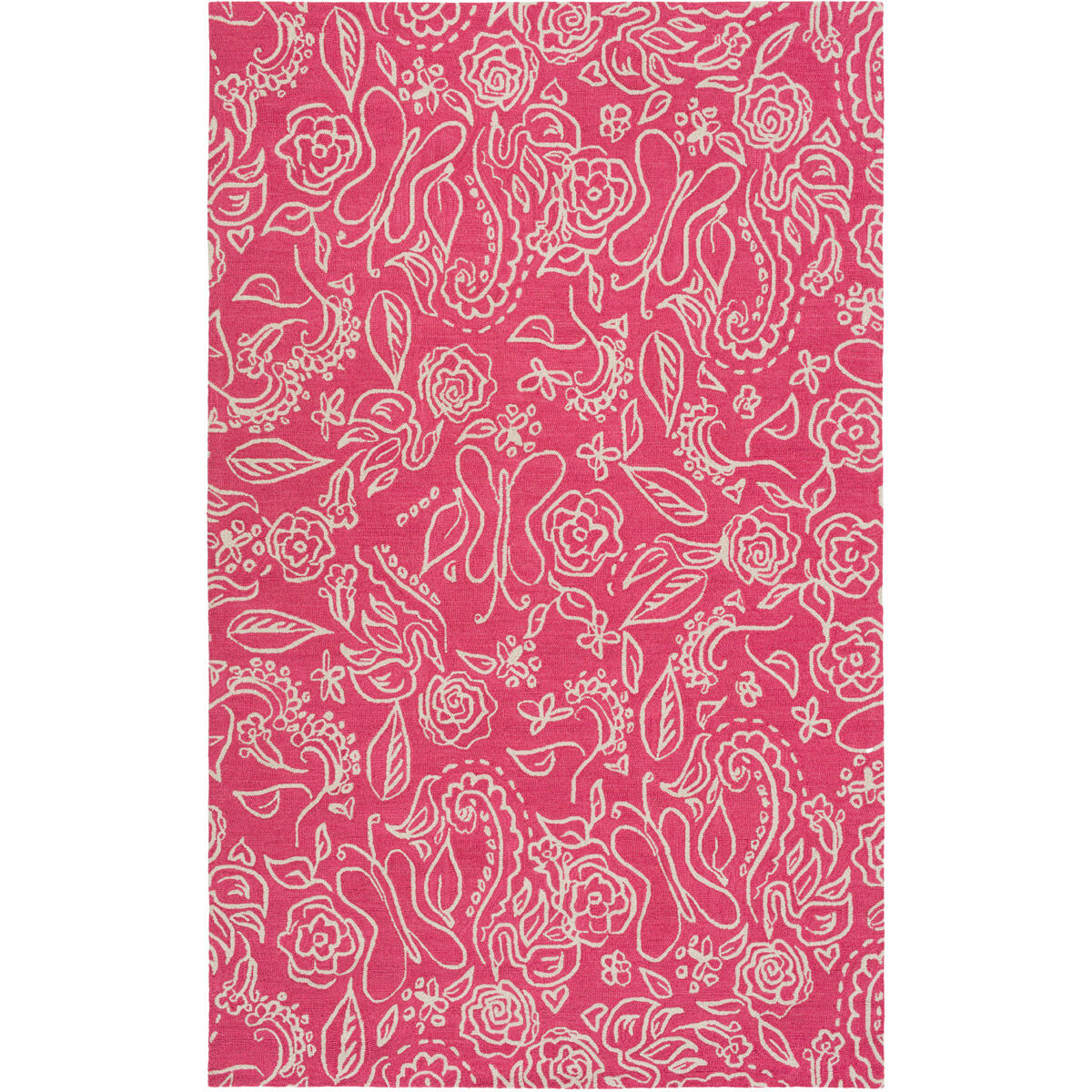 Tic Tac Toe 36 X 24 inch Pink and Neutral Area Rug, Wool