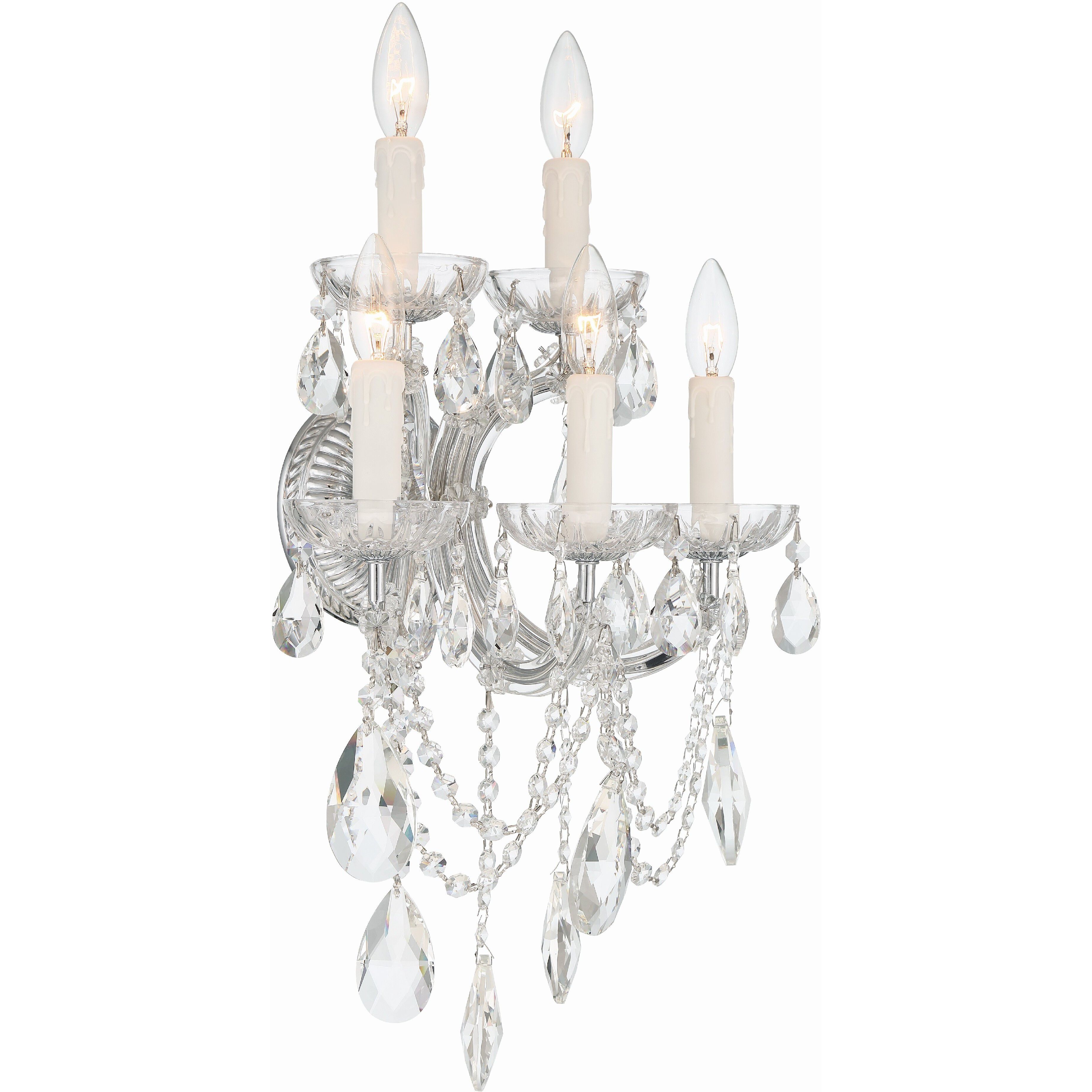 Maria Theresa Sconce Wall Light in Clear Spectra, Polished Chrome