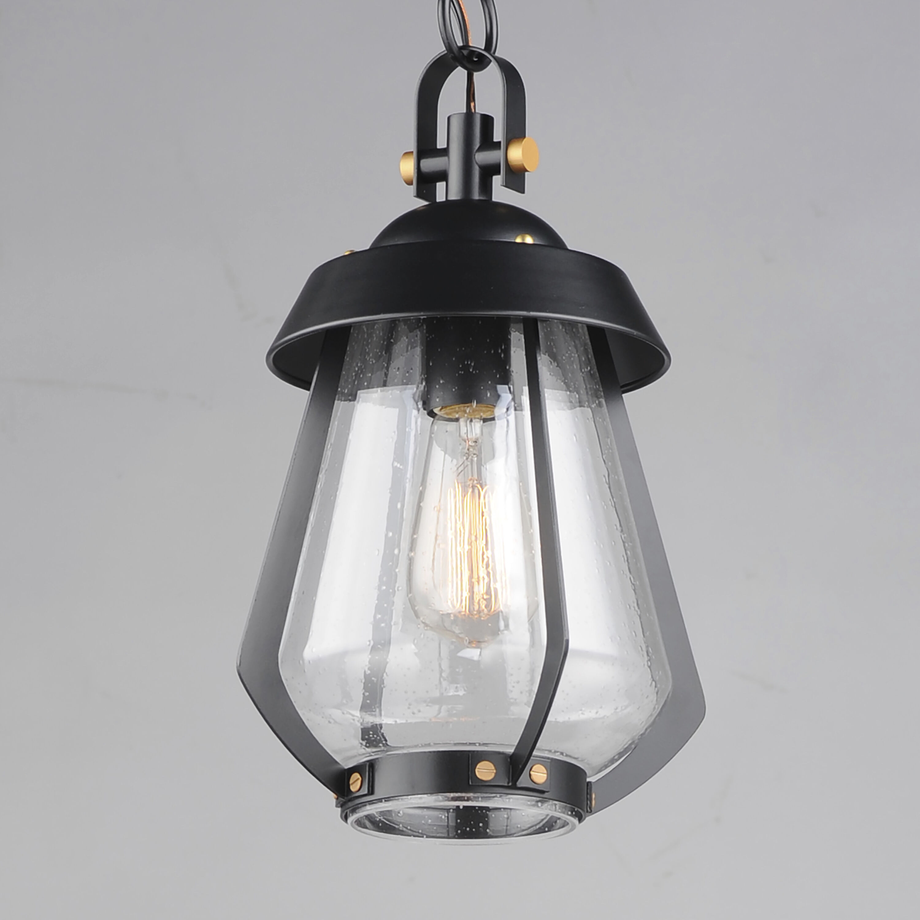 Mariner 1 Light 7.5 inch Black with Antique Brass Outdoor Pendant, Medium