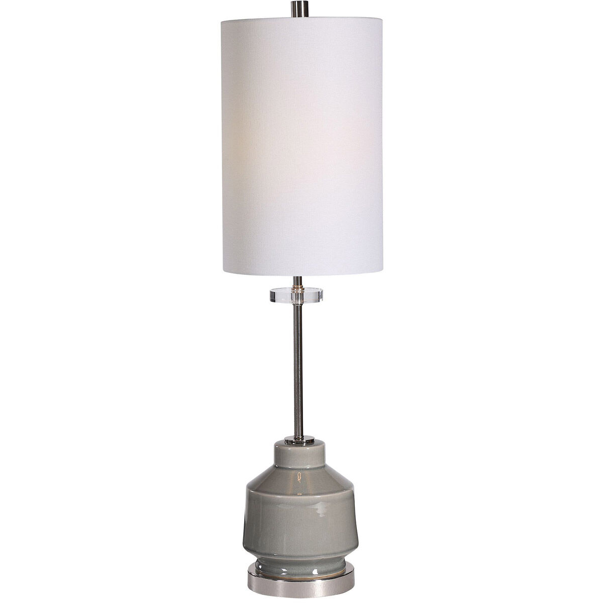 Porter 33 inch 100.00 watt Warm Gray Glaze with Polished Nickel Details Buffet Lamp Portable Light