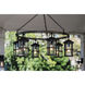 Open Air Lakehouse 6 Light 42 inch Aged Zinc with Driftwood Gray Outdoor Hanging in Non-LED, Estate Series