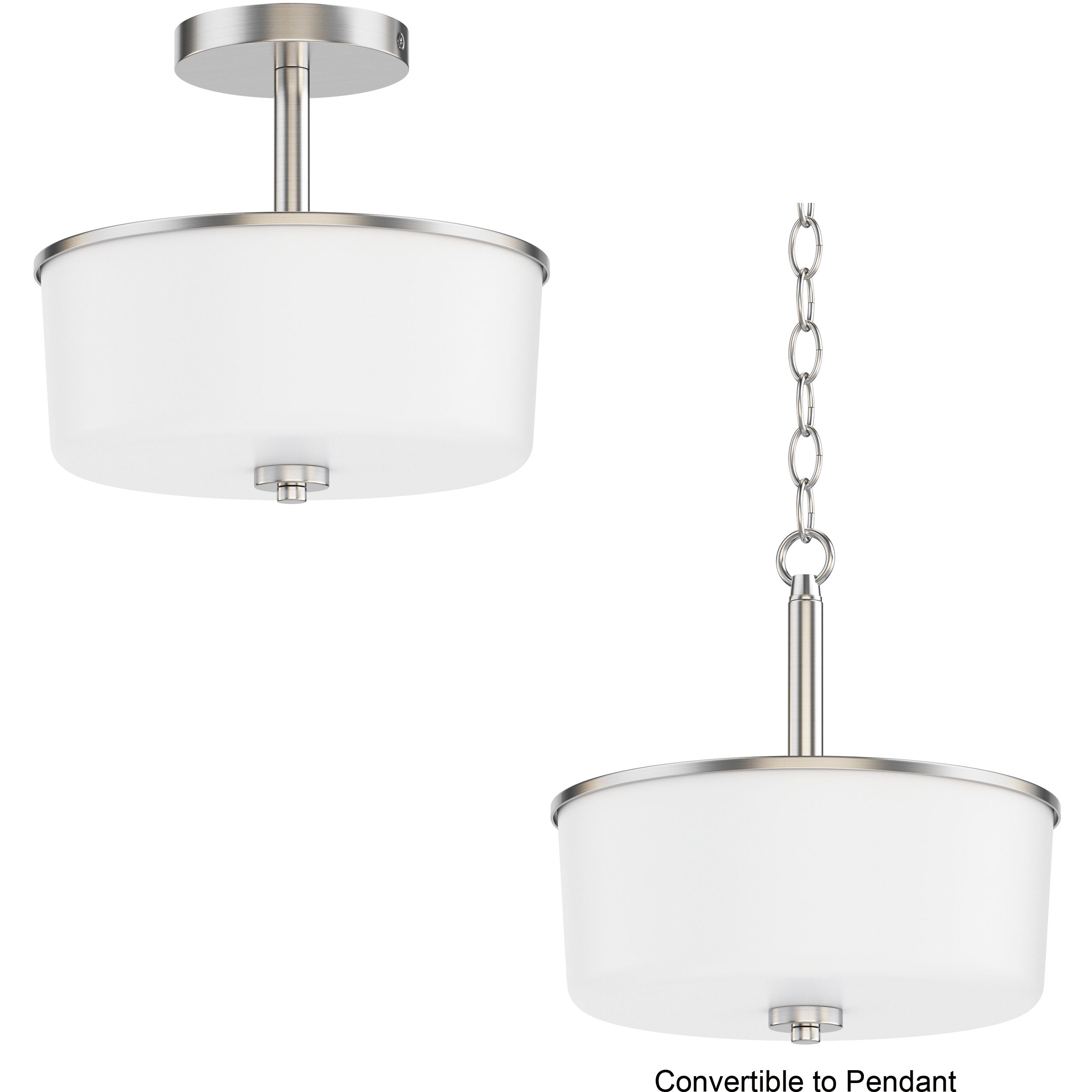 Fuller 2 Light 10.75 inch Satin Nickel Flush Mount Ceiling Light in White
