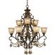 Norwalk 9 Light 34 inch Bronze Umber Chandelier Ceiling Light in Golden Teak Hand Cut