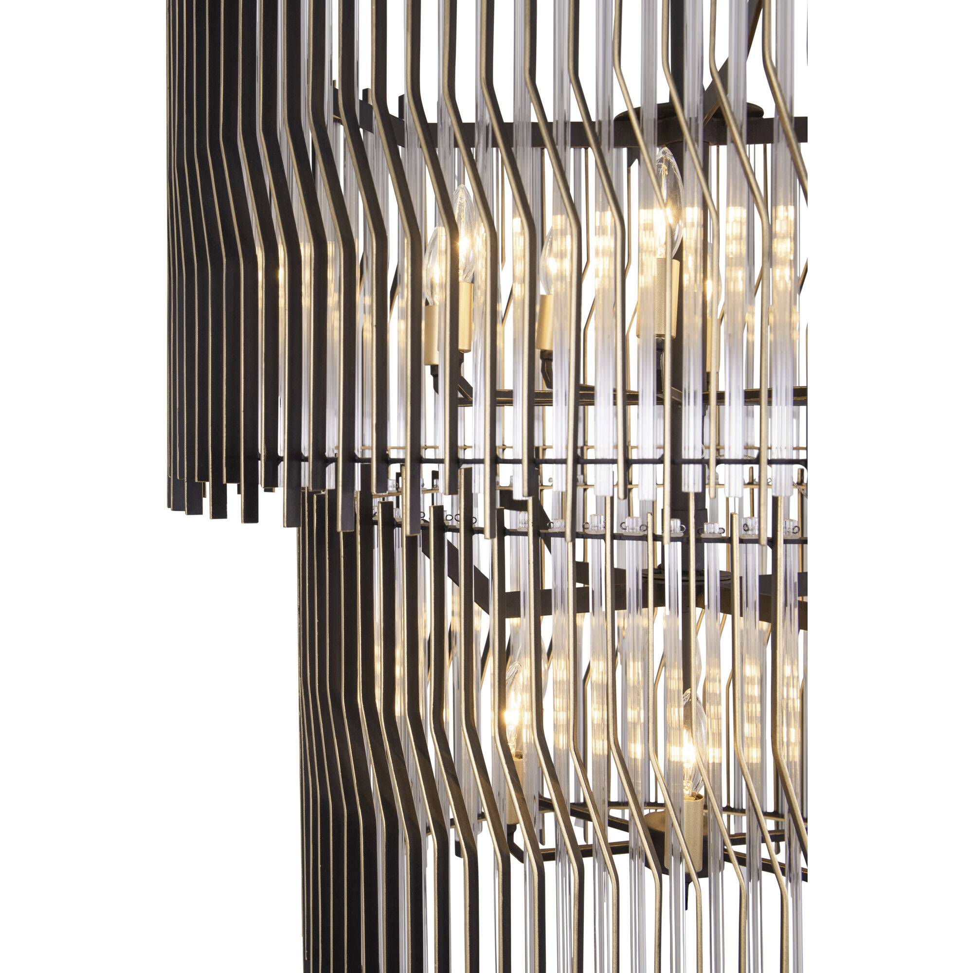 Park Row 14 Light 32 inch Matte Black and French Gold Chandelier Ceiling Light