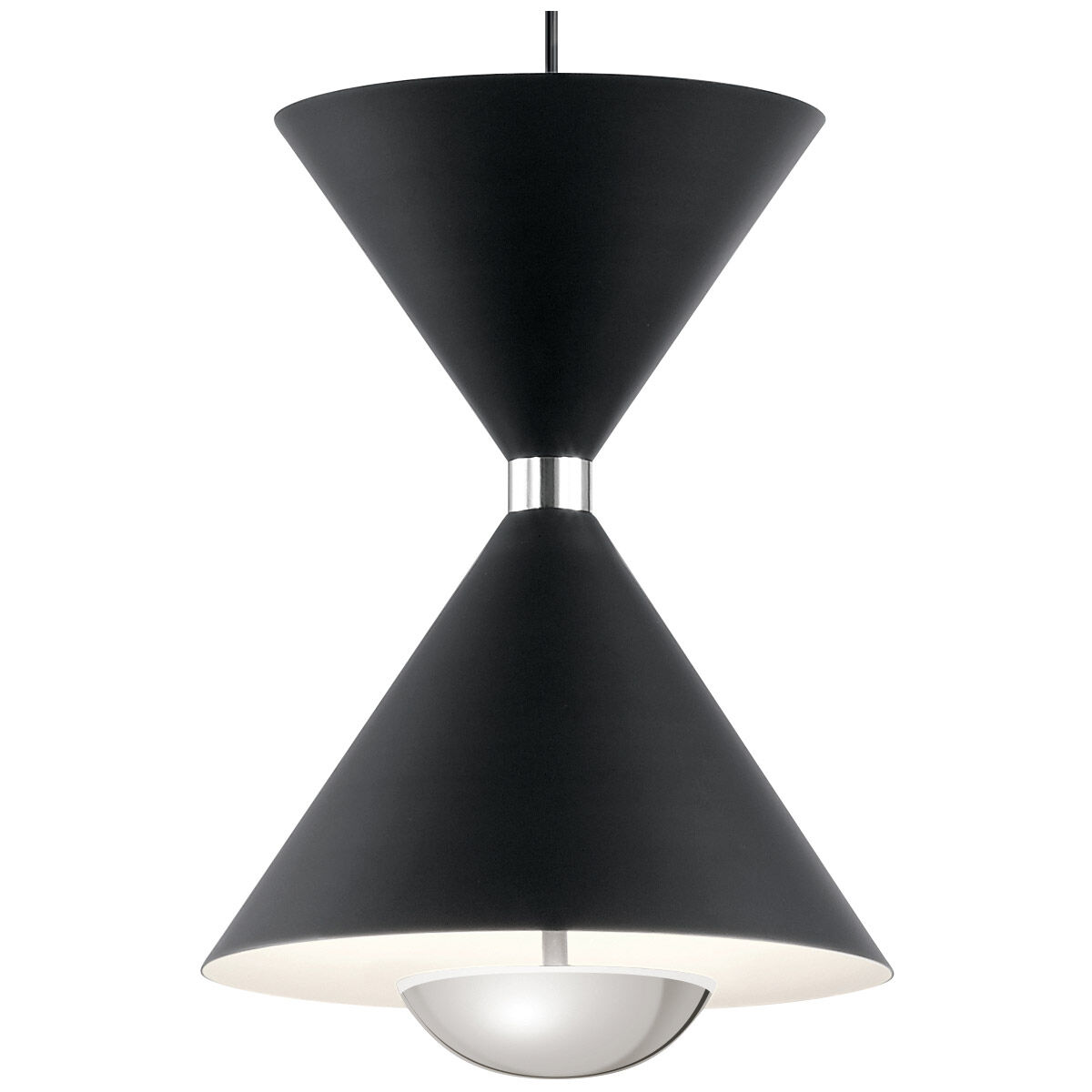 Kordan LED 7.75 inch Matte Black Mini Pendant Ceiling Light in Black and Polished Nickel