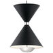 Kordan LED 7.75 inch Matte Black Mini Pendant Ceiling Light in Black and Polished Nickel