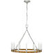 Chapman & Myers Darlana5 LED 30 inch Polished Nickel and Natural Rattan Wrapped Ring Chandelier Ceiling Light, Medium