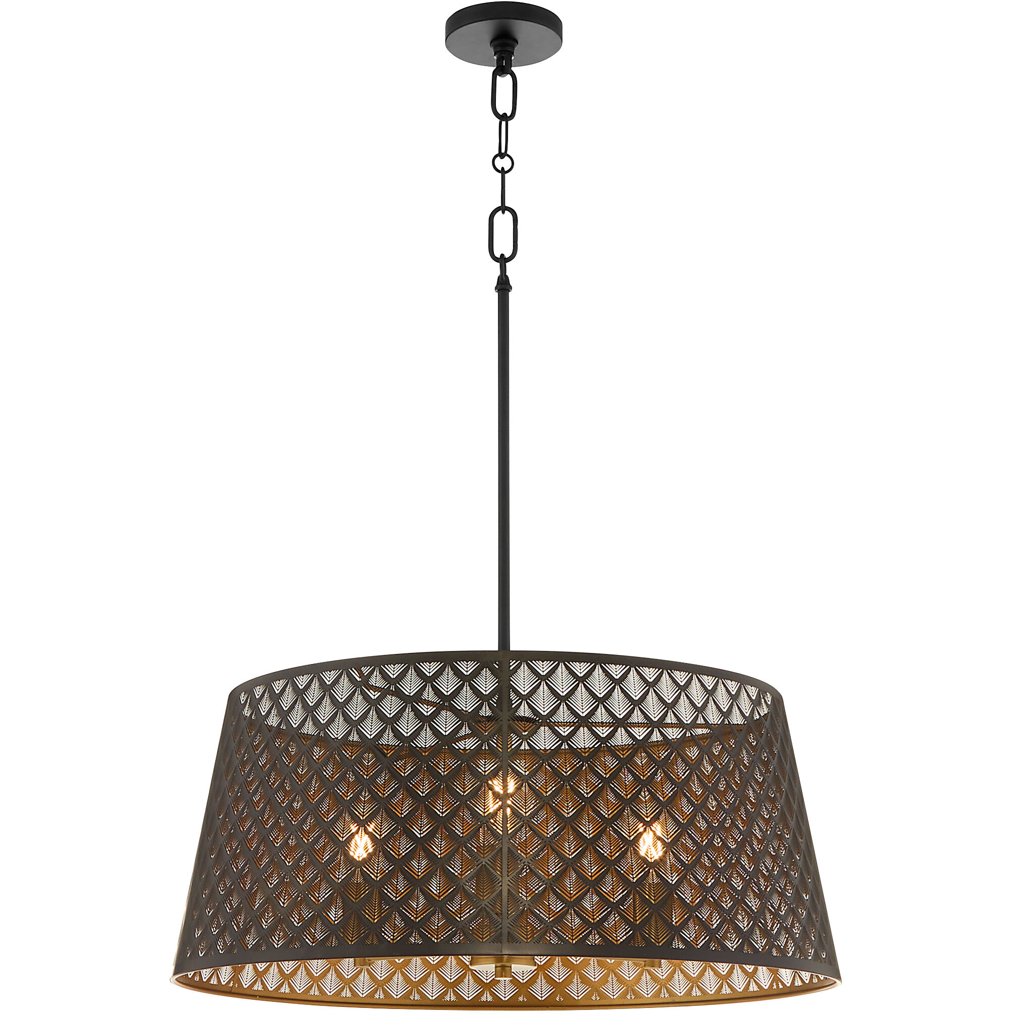 Benedict 3 Light 24 inch Matte Black and Aged Brass Pendant Ceiling Light