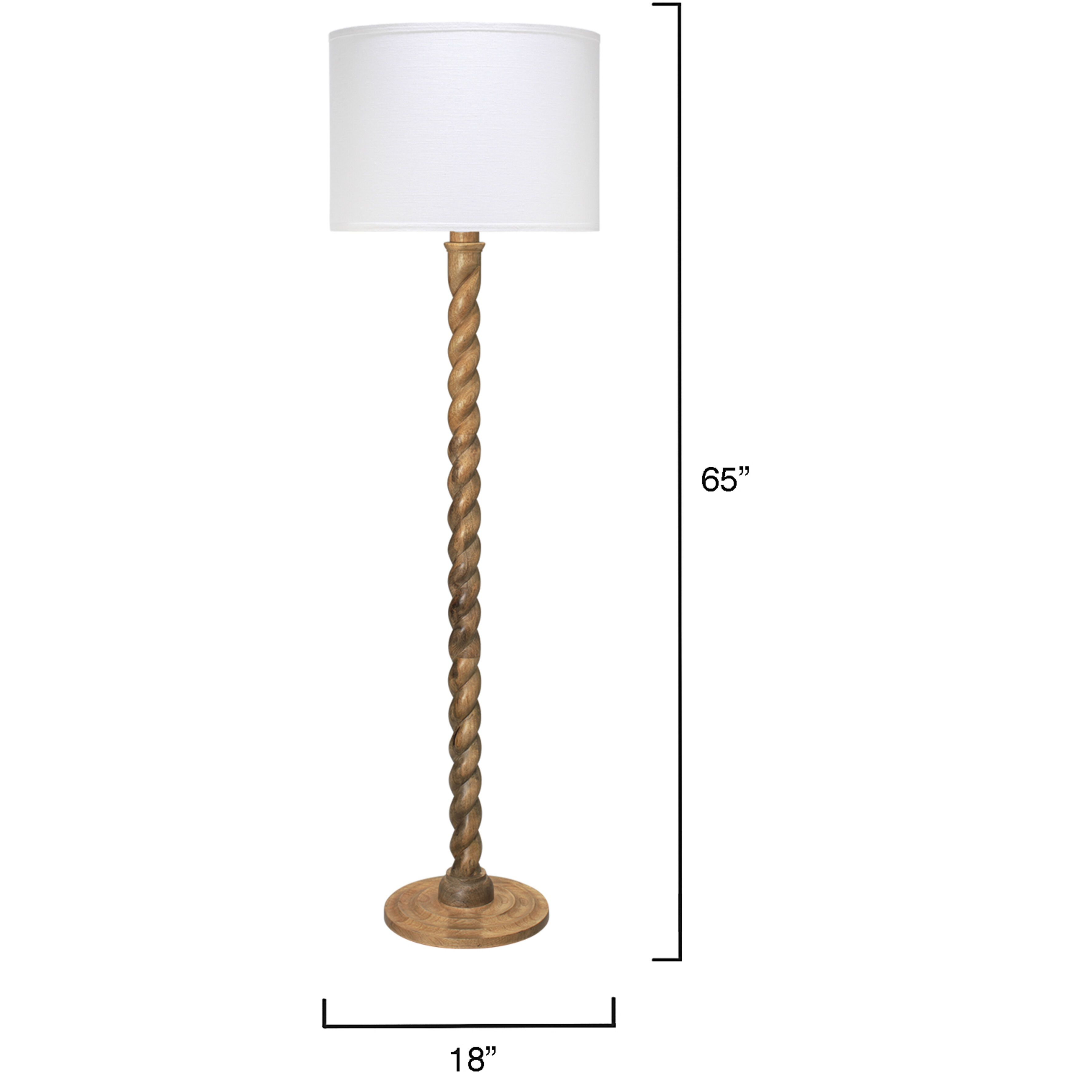 Barley Twist 65.5 inch 150 watt Natural Wood Floor Lamp Portable Light