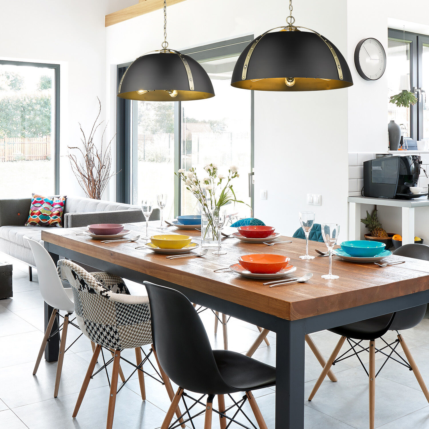 Aldrich 5 Light 25 inch Aged Brass Pendant Ceiling Light in Matte Black