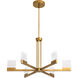 Gamma 6 Light 30 inch Brushed Brass Chandelier Ceiling Light