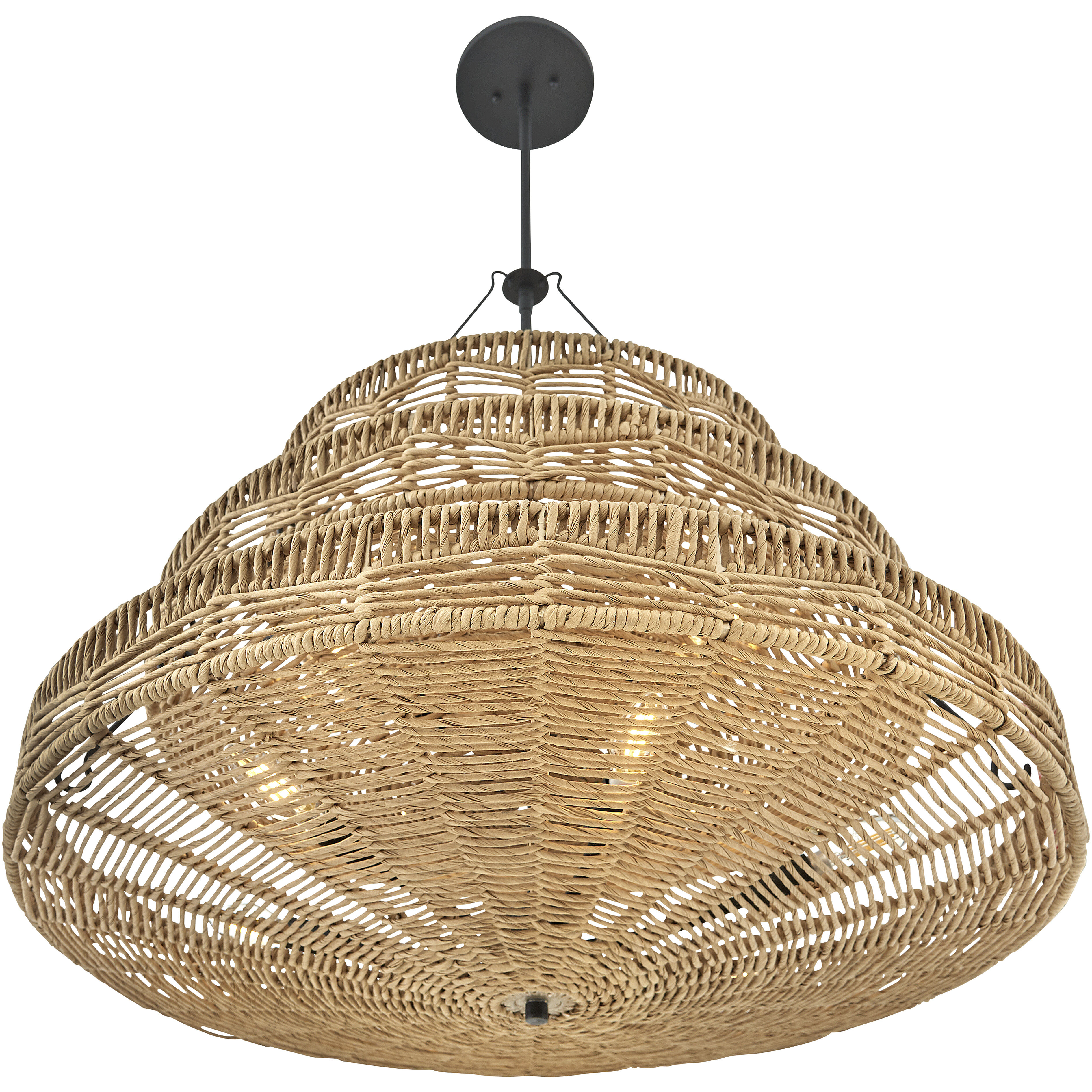 Ophelia 30 inch Black Indoor Chandelier Ceiling Light in Natural