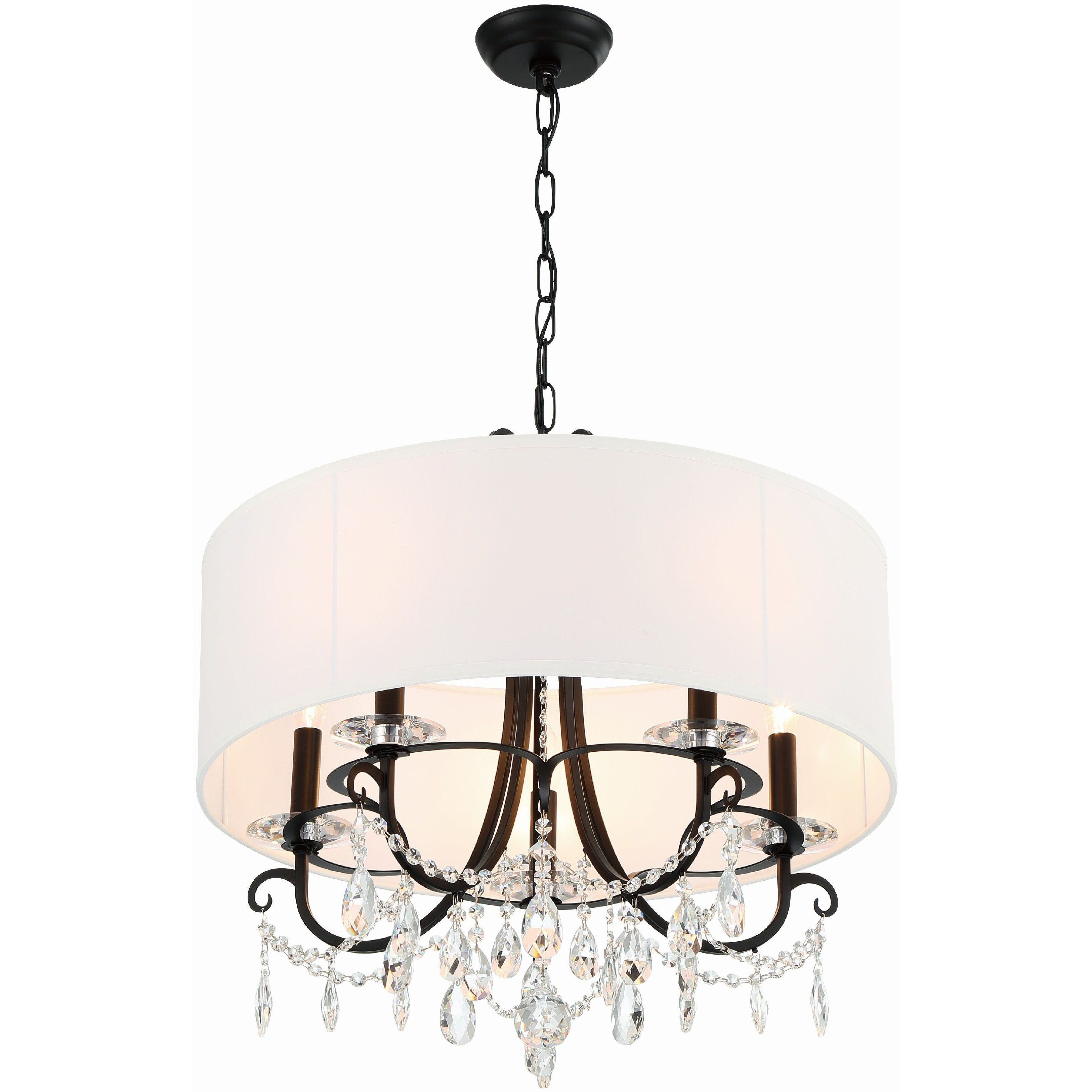 Othello 5 Light 24 inch Matte Black Chandelier Ceiling Light in Clear Hand Cut