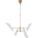 AERIN Franca LED 33 inch Hand-Rubbed Antique Brass Pivoting Chandelier Ceiling Light in White, Small