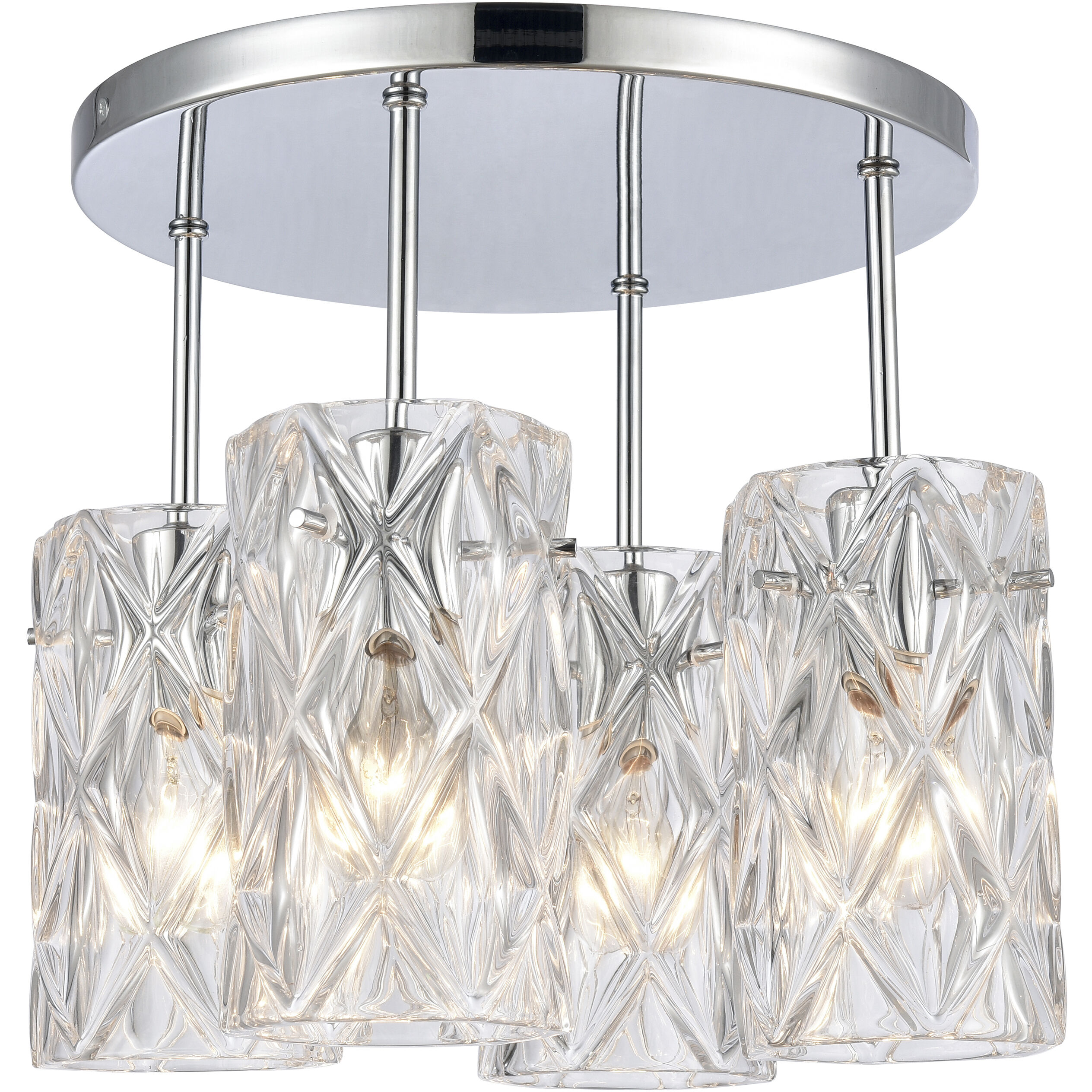 Forma de Crystal 4 Light 13.75 inch Polished Chrome Semi Flush Mount Ceiling Light