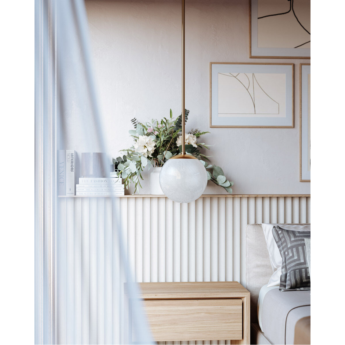 Burlington 1 Light 12 inch Aged Brass Pendant Ceiling Light, Globe/Orb