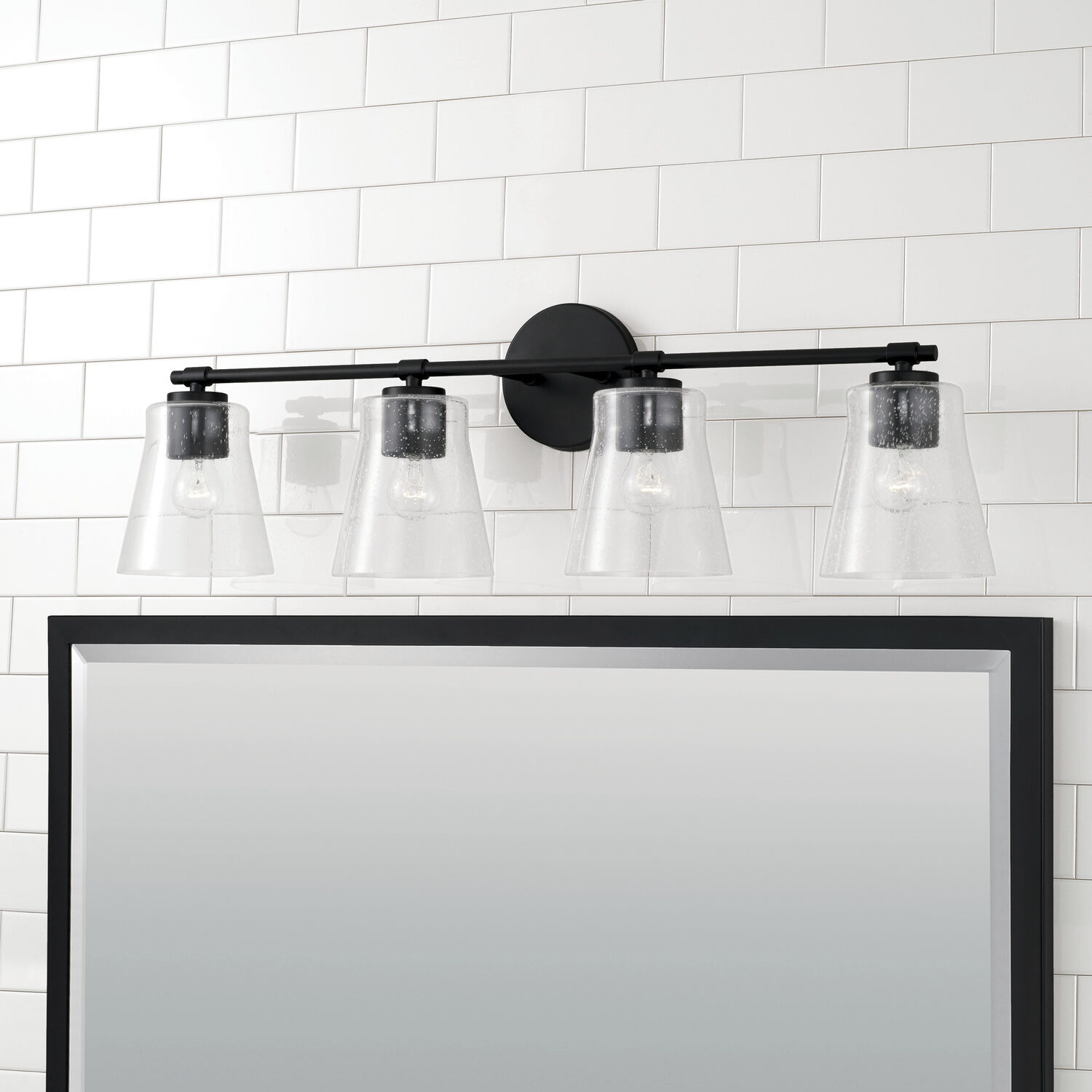 Baker 4 Light 32 inch Matte Black Vanity Light Wall Light