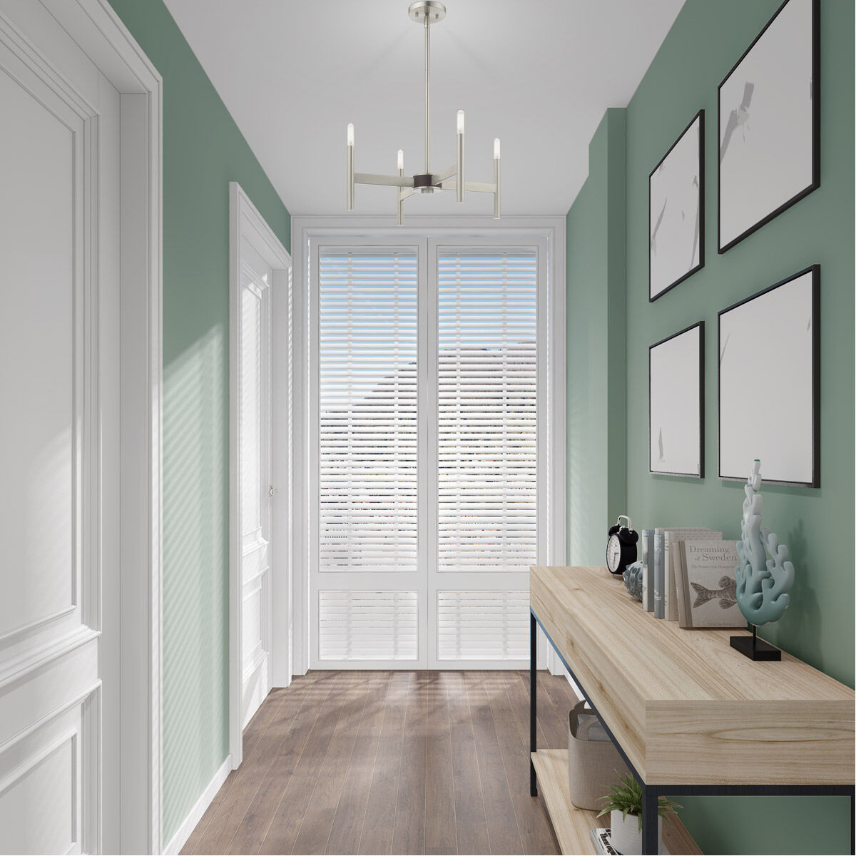 Copenhagen 4 Light 20 inch Brushed Nickel Mini Chandelier Ceiling Light