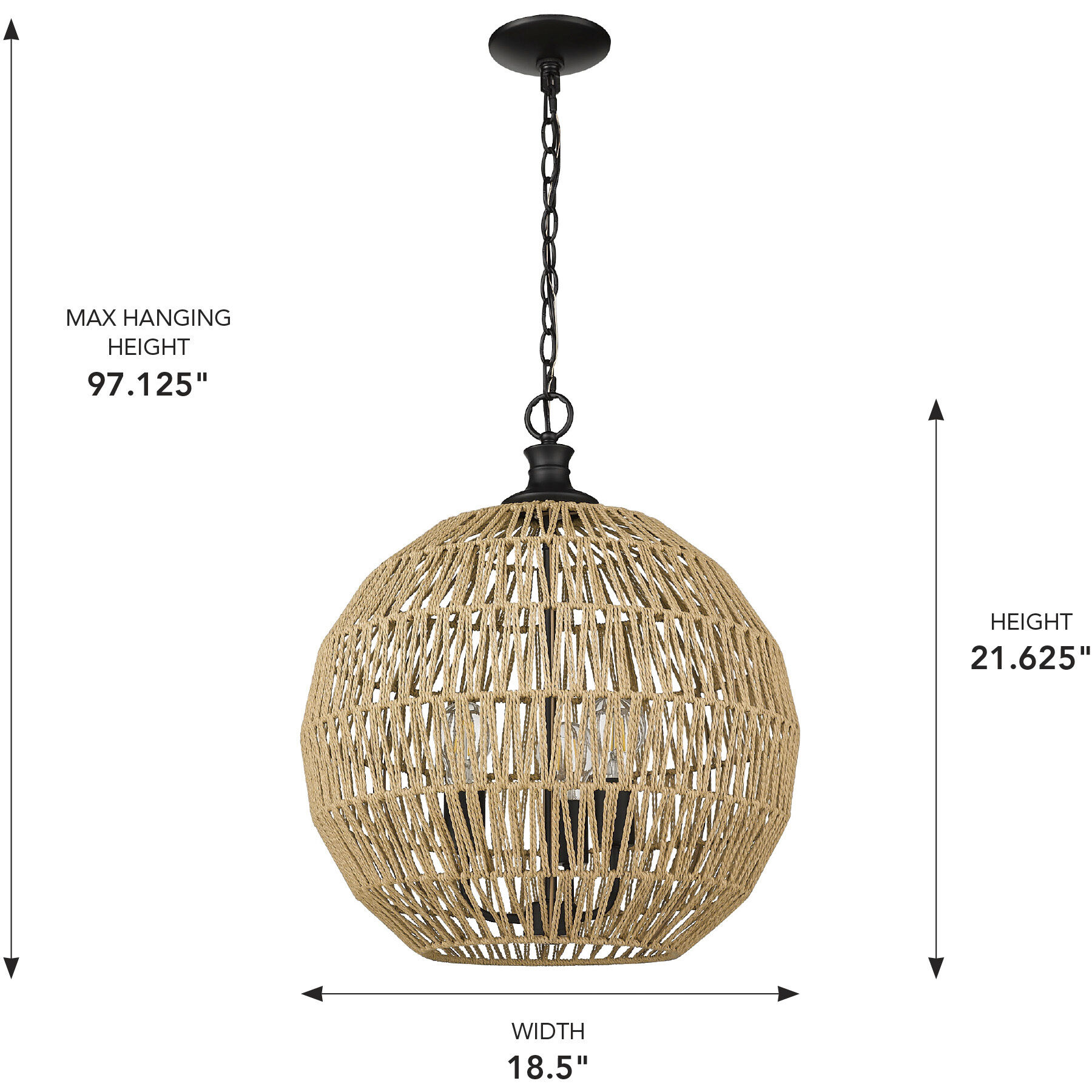 Florence 3 Light 18.5 inch Matte Black Pendant Ceiling Light