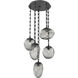 Cosmos 5 Light 24.3 inch Matte Black Multi-Pendant Ceiling Light in Smoke, Rectangular Chain